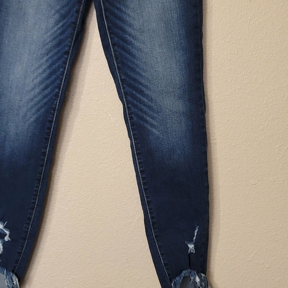 KanCan ● High Rise Fray Hem Ankle Skinny Jeans for Women's Destresed Blue Sz 27 - Picture 5 of 11